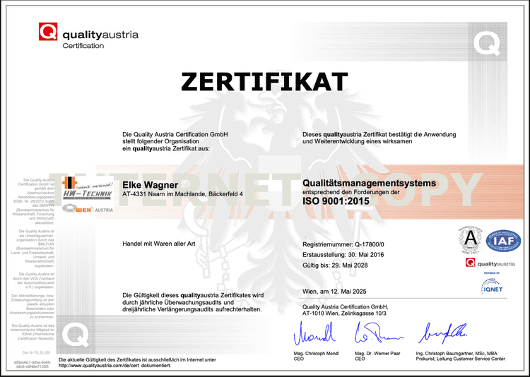 HW Technik Zertifikat quality_austria_2025